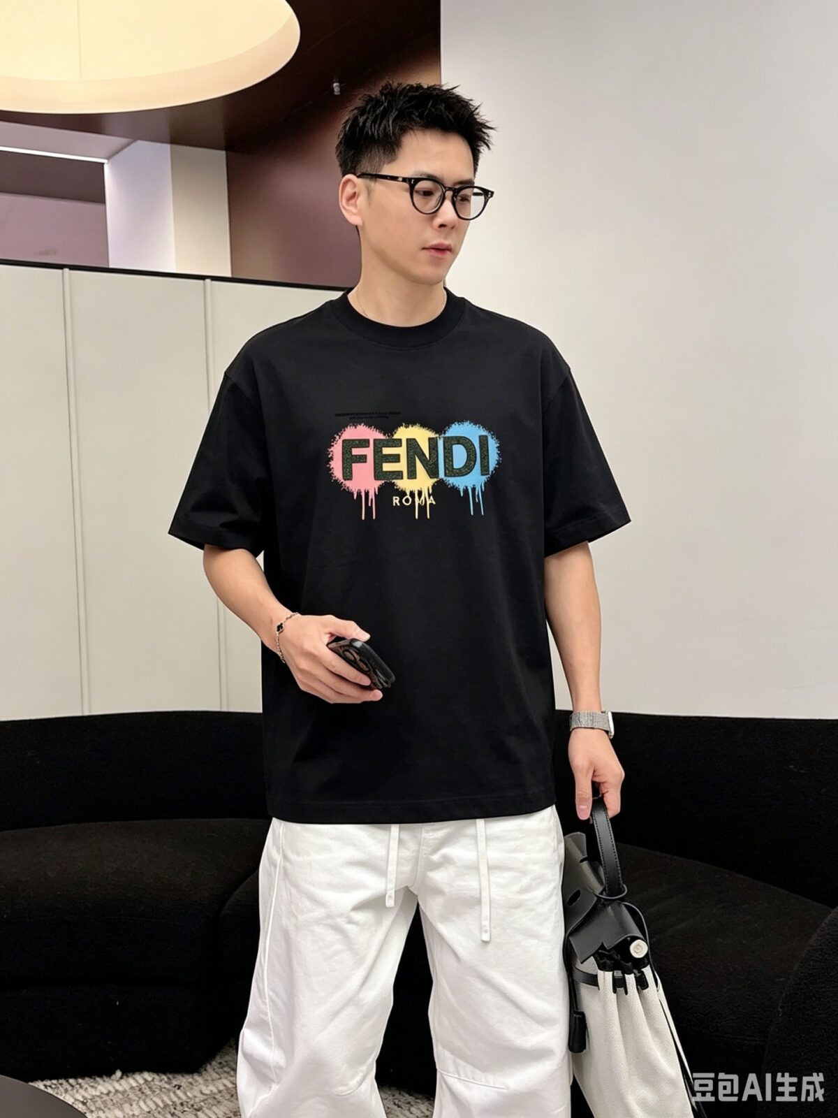 weigou_193622_8_fd4d7da23f P85 Fen~ 芬家厚板滴胶字母眼睛,2025秋冬新款280g纯棉上衣 7A抗菌短袖tee 负离子上身十分舒适,男女同款半袖,落肩宽松版型 颜色: 黑色 白色 咖啡色 尺码:S(90-130斤) M(125-150斤) L(135-165斤) XL(160-190斤) XXL(185-220斤)