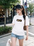 P70 Fendi/芬迪 印花Logo百搭潮流短袖T恤男女同款 吊牌 领标 水洗唛 三标齐全 定织定染280克精梳棉面料 尺码：S-XXL 颜色：黑色，白色