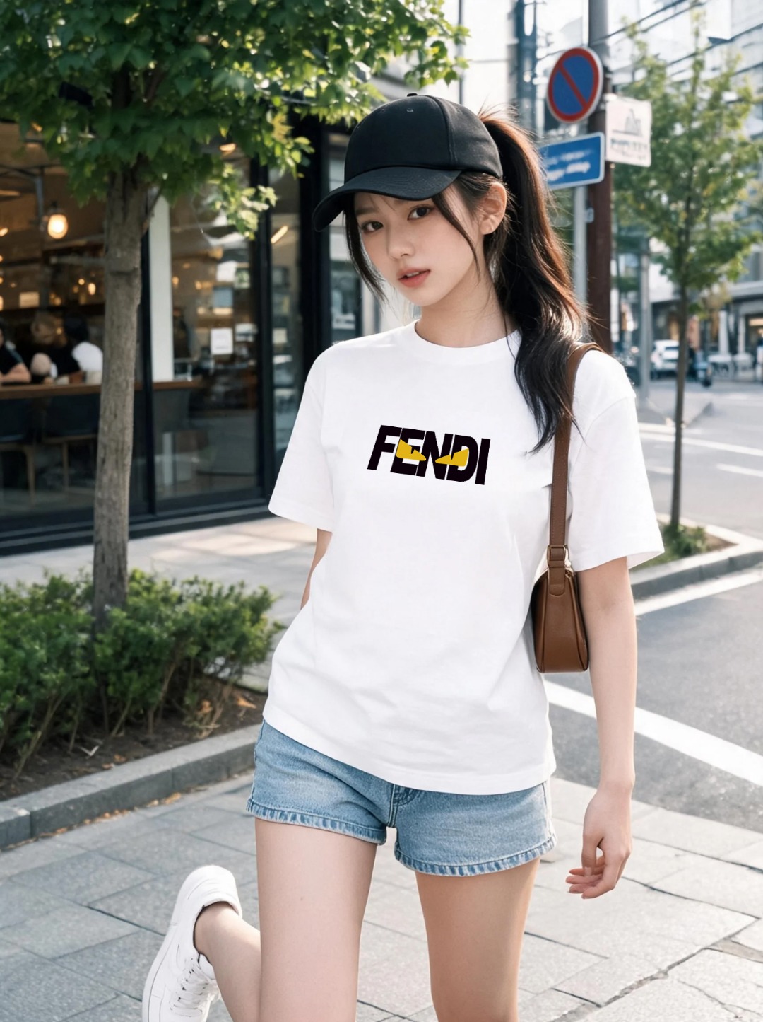 P70 Fendi/芬迪 印花Logo百搭潮流短袖T恤男女同款 吊牌 领标 水洗唛 三标齐全 定织定染280克精梳棉面料 尺码：S-XXL 颜色：黑色，白色
