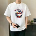 P70 Fendi/芬迪 印花Logo百搭潮流短袖T恤男女同款 吊牌 领标 水洗唛 三标齐全 定织定染280克精梳棉面料 尺码：S-XXL 颜色：黑色，白色