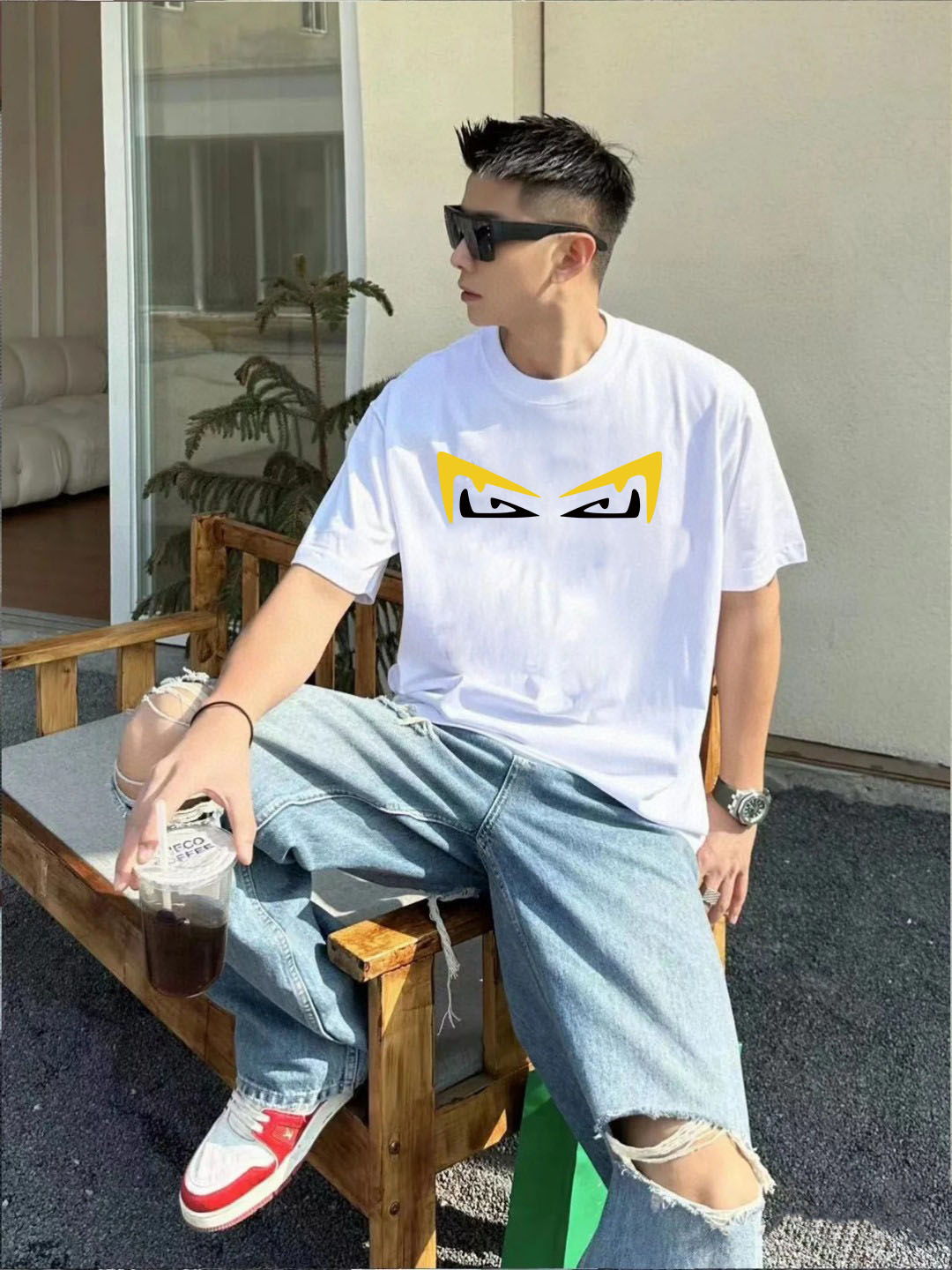 P70 Fendi/芬迪 印花Logo百搭潮流短袖T恤男女同款 吊牌 领标 水洗唛 三标齐全 定织定染280克精梳棉面料 尺码：S-XXL 颜色：黑色，白色