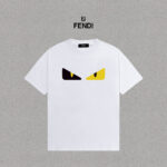P70 Fendi/芬迪 印花Logo百搭潮流短袖T恤男女同款 吊牌 领标 水洗唛 三标齐全 定织定染280克精梳棉面料 尺码：S-XXL 颜色：黑色，白色