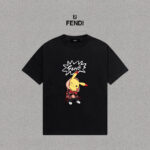 P70 Fendi/芬迪 印花Logo百搭潮流短袖T恤男女同款 吊牌 领标 水洗唛 三标齐全 定织定染280克精梳棉面料 尺码：S-XXL 颜色：黑色，白色