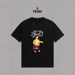 weigou_194227_0_2a31976359 P70 Fendi/芬迪 印花Logo百搭潮流短袖T恤男女同款 吊牌 领标 水洗唛 三标齐全 定织定染280克精梳棉面料 尺码:S-XXL 颜色:黑色,白色