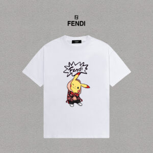 weigou_194285_0_4259ad1547 P70 Fendi/芬迪 印花Logo百搭潮流短袖T恤男女同款 吊牌 领标 水洗唛 三标齐全 定织定染280克精梳棉面料 尺码:S-XXL 颜色:黑色,白色