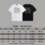 P70 Fendi/芬迪 印花Logo百搭潮流短袖T恤男女同款 吊牌 领标 水洗唛 三标齐全 定织定染280克精梳棉面料 尺码：S-XXL 颜色：黑色，白色