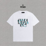 P70 Fendi/芬迪 印花Logo百搭潮流短袖T恤男女同款 吊牌 领标 水洗唛 三标齐全 定织定染280克精梳棉面料 尺码：S-XXL 颜色：黑色，白色