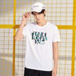P70 Fendi/芬迪 印花Logo百搭潮流短袖T恤男女同款 吊牌 领标 水洗唛 三标齐全 定织定染280克精梳棉面料 尺码：S-XXL 颜色：黑色，白色