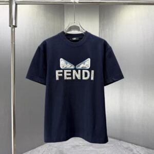 P75 FENDI* 芬迪* 2026春夏新款短袖T恤 定制纯棉字母logo厚板 颜色：黑色 白色 巧色 深蓝 码数：S M L XL XXL