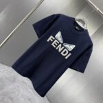 P75 FENDI* 芬迪* 2026春夏新款短袖T恤 定制纯棉字母logo厚板 颜色：黑色 白色 巧色 深蓝 码数：S M L XL XXL