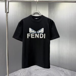 P75 FENDI* 芬迪* 2026春夏新款短袖T恤 定制纯棉字母logo厚板 颜色：黑色 白色 巧色 深蓝 码数：S M L XL XXL