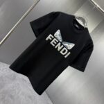P75 FENDI* 芬迪* 2026春夏新款短袖T恤 定制纯棉字母logo厚板 颜色：黑色 白色 巧色 深蓝 码数：S M L XL XXL