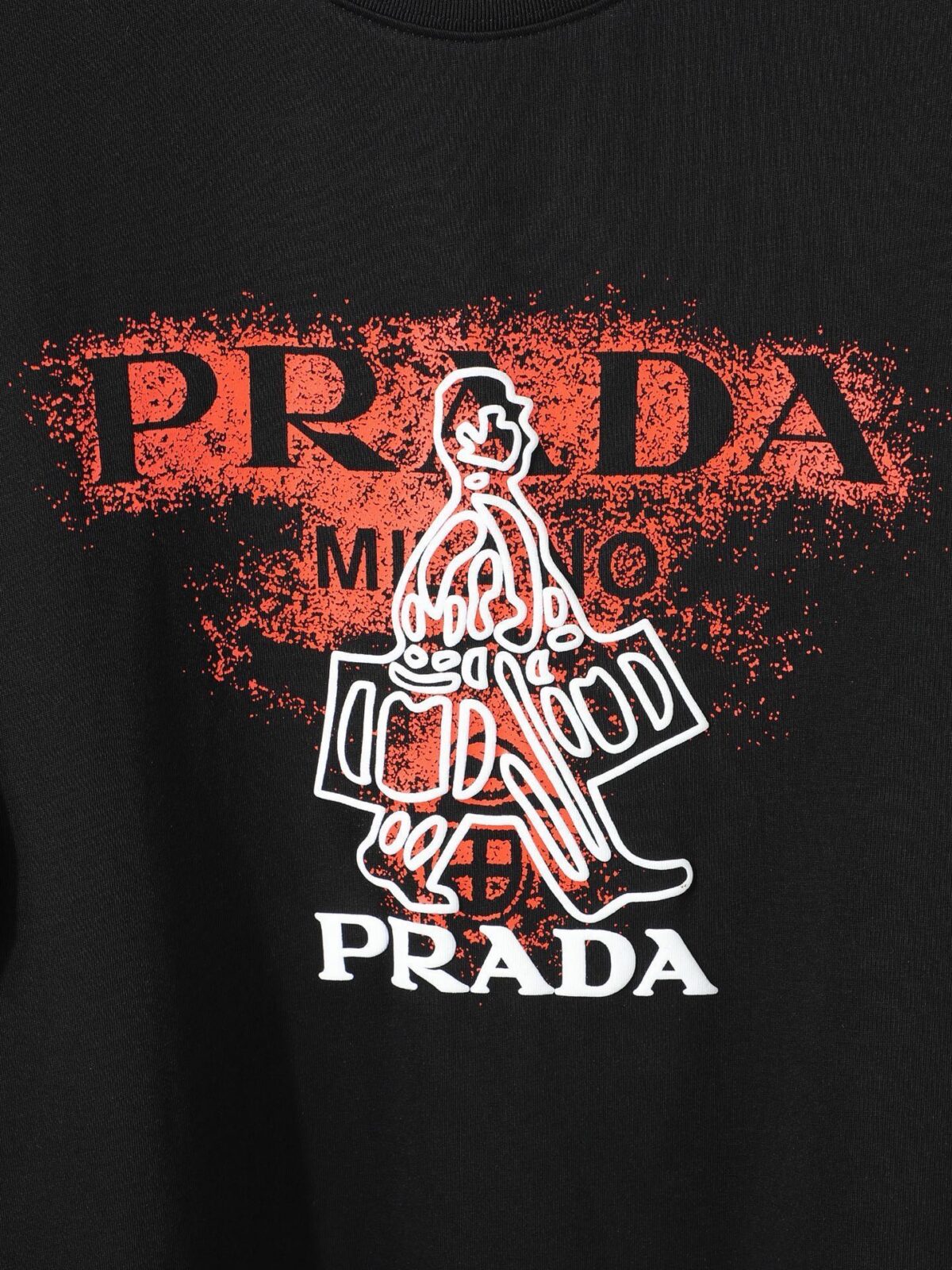 P80 普拉达PRADA 26ss新款印花工艺logo字母短袖 面料- 采用280克双股精梳棉面料.索罗纳螺纹订织订染国标一级面料 辅料：官网原版三标logo 尺码： S - XL 颜色：白色 黑色