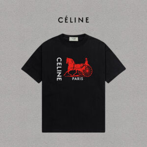 weigou_198562_0_1bc2dfe78b P70 Celine/赛琳 印花Logo百搭潮流纯棉短袖T恤男女同款 吊牌 领标 水洗唛 三标齐全 定织定染280克精梳棉面料 尺码:S-XXL 颜色:黑色,白色