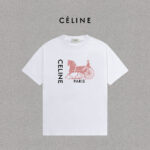 P70 Celine/赛琳 印花Logo百搭潮流纯棉短袖T恤男女同款 吊牌 领标 水洗唛 三标齐全 定织定染280克精梳棉面料 尺码：S-XXL 颜色：黑色，白色
