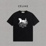 P70 Celine/赛琳 印花Logo百搭潮流纯棉短袖T恤男女同款 吊牌 领标 水洗唛 三标齐全 定织定染280克精梳棉面料 尺码：S-XXL 颜色：黑色，白色