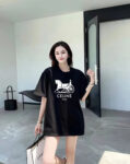 P70 Celine/赛琳 印花Logo百搭潮流纯棉短袖T恤男女同款 吊牌 领标 水洗唛 三标齐全 定织定染280克精梳棉面料 尺码：S-XXL 颜色：黑色，白色