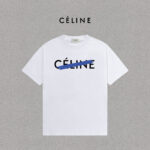 P70 Celine/赛琳 印花Logo百搭潮流纯棉短袖T恤男女同款 吊牌 领标 水洗唛 三标齐全 定织定染280克精梳棉面料 尺码：S-XXL 颜色：黑色，白色