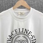 P80 Cel* 塞*琳*凯旋门 2026春夏新款 网图柜子版 字母logo印花T恤 定制双纱平纹纯棉面料 短袖T恤 男女同款 尺码： S （90-130斤） M （120-150斤） L （140-165斤） XL （160-180斤） XXL （180-210斤） 颜色：黑色 白色 酒红色