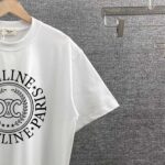 P80 Cel* 塞*琳*凯旋门 2026春夏新款 网图柜子版 字母logo印花T恤 定制双纱平纹纯棉面料 短袖T恤 男女同款 尺码： S （90-130斤） M （120-150斤） L （140-165斤） XL （160-180斤） XXL （180-210斤） 颜色：黑色 白色 酒红色