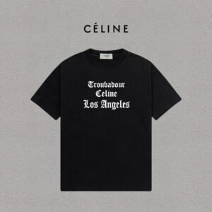 P70 Celine/赛琳 印花Logo百搭潮流纯棉短袖T恤男女同款 吊牌 领标 水洗唛 三标齐全 定织定染280克精梳棉面料 尺码：S-XXL 颜色：黑色，白色