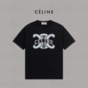 P70 Celine/赛琳 印花Logo百搭潮流纯棉短袖T恤男女同款 吊牌 领标 水洗唛 三标齐全 定织定染280克精梳棉面料 尺码：S-XXL 颜色：黑色，白色