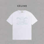 P70 Celine/赛琳 印花Logo百搭潮流纯棉短袖T恤男女同款 吊牌 领标 水洗唛 三标齐全 定织定染280克精梳棉面料 尺码：S-XXL 颜色：黑色，白色