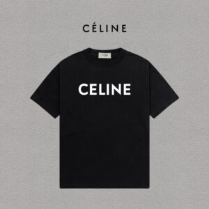 P70 Celine/赛琳 印花Logo百搭潮流纯棉短袖T恤男女同款 吊牌 领标 水洗唛 三标齐全 定织定染280克精梳棉面料 尺码：S-XXL 颜色：黑色，白色