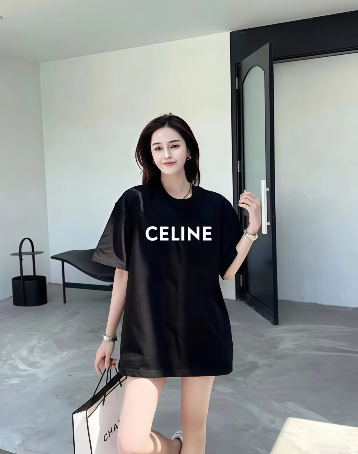 P70 Celine/赛琳 印花Logo百搭潮流纯棉短袖T恤男女同款 吊牌 领标 水洗唛 三标齐全 定织定染280克精梳棉面料 尺码：S-XXL 颜色：黑色，白色