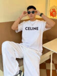 P70 Celine/赛琳 印花Logo百搭潮流纯棉短袖T恤男女同款 吊牌 领标 水洗唛 三标齐全 定织定染280克精梳棉面料 尺码：S-XXL 颜色：黑色，白色
