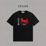 P70 Celine/赛琳 印花Logo百搭潮流纯棉短袖T恤男女同款 吊牌 领标 水洗唛 三标齐全 定织定染280克精梳棉面料 尺码：S-XXL 颜色：黑色，白色