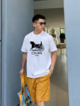 P70 Celine/赛琳 印花Logo百搭潮流纯棉短袖T恤男女同款 吊牌 领标 水洗唛 三标齐全 定织定染280克精梳棉面料 尺码：S-XXL 颜色：黑色，白色