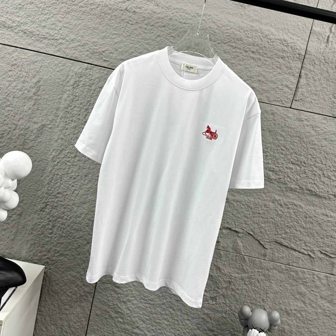 P75 Celi* 塞琳 塞林 2026春夏款 简约字母刺绣工艺个性logo 定制双纱平纹纯棉面料 短袖T恤 男女同款 颜色：黑色 白色 花灰色 尺码： S （90-130斤） M （120-150斤） L （140-165斤） XL （160-180斤） XXL （180-210斤）