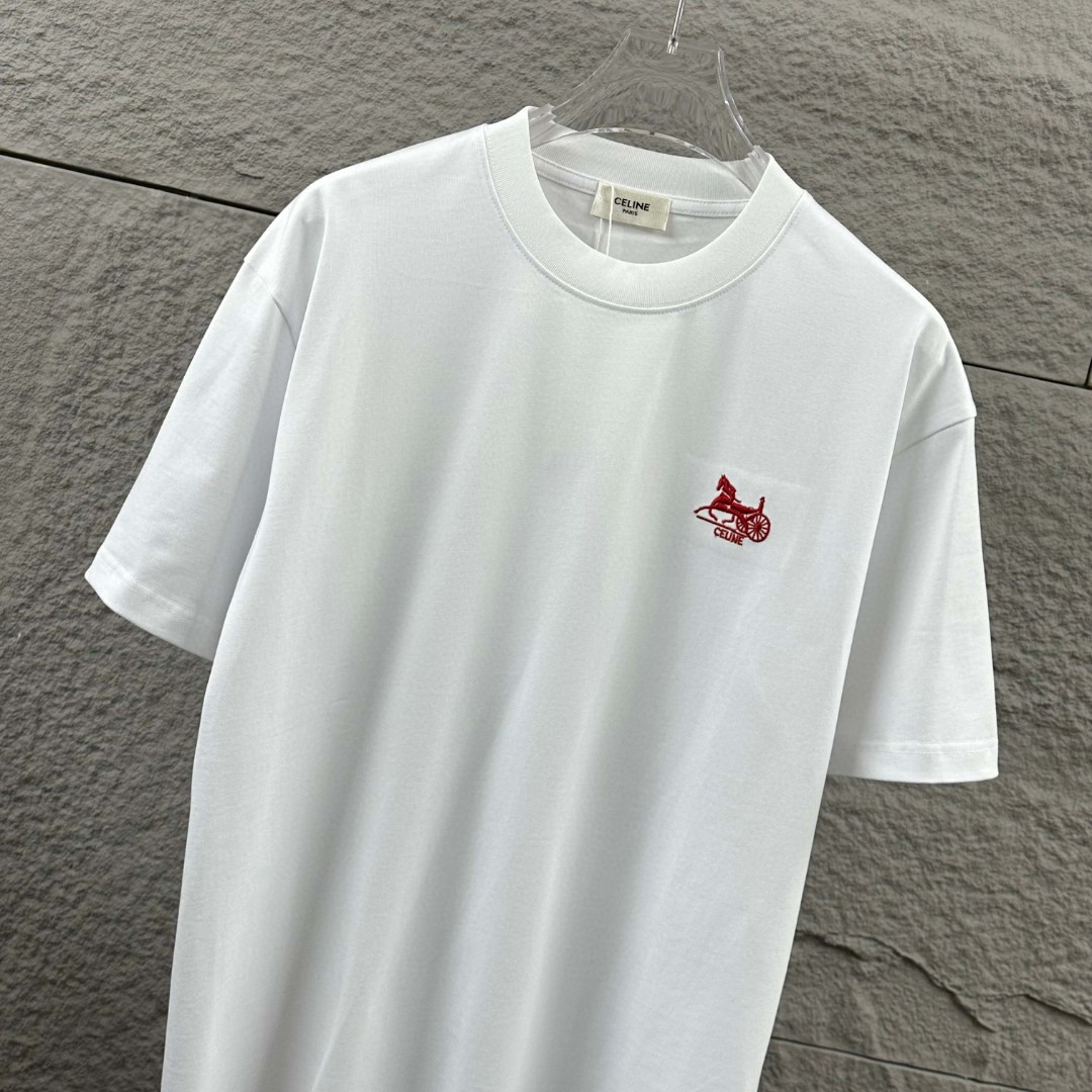 P75 Celi* 塞琳 塞林 2026春夏款 简约字母刺绣工艺个性logo 定制双纱平纹纯棉面料 短袖T恤 男女同款 颜色：黑色 白色 花灰色 尺码： S （90-130斤） M （120-150斤） L （140-165斤） XL （160-180斤） XXL （180-210斤）