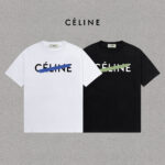 P70 Celine/赛琳 印花Logo百搭潮流纯棉短袖T恤男女同款 吊牌 领标 水洗唛 三标齐全 定织定染280克精梳棉面料 尺码：S-XXL 颜色：黑色，白色