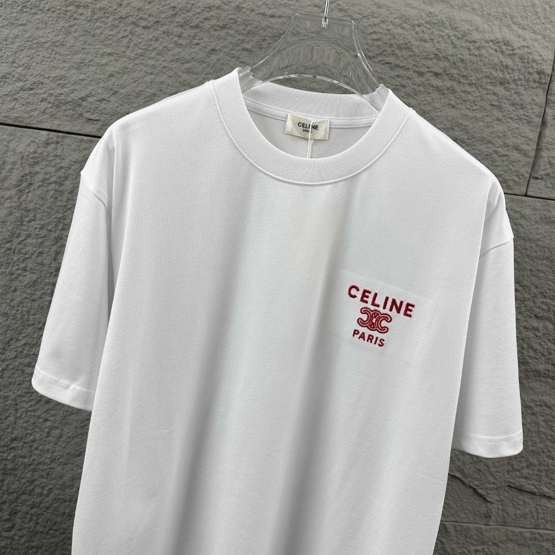 P75 Celi* 塞琳 塞林 2026春夏款 简约字母刺绣工艺个性logo 定制双纱平纹纯棉面料 短袖T恤 男女同款 颜色：黑色 白色 花灰色 尺码： S （90-130斤） M （120-150斤） L （140-165斤） XL （160-180斤） XXL （180-210斤）