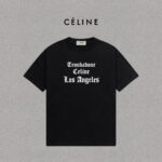 P70 Celine/赛琳 印花Logo百搭潮流纯棉短袖T恤男女同款 吊牌 领标 水洗唛 三标齐全 定织定染280克精梳棉面料 尺码：S-XXL 颜色：黑色，白色