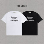 P70 Celine/赛琳 印花Logo百搭潮流纯棉短袖T恤男女同款 吊牌 领标 水洗唛 三标齐全 定织定染280克精梳棉面料 尺码：S-XXL 颜色：黑色，白色