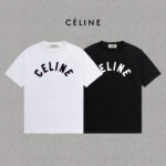 P70 Celine/赛琳 印花Logo百搭潮流纯棉短袖T恤男女同款 吊牌 领标 水洗唛 三标齐全 定织定染280克精梳棉面料 尺码：S-XXL 颜色：黑色，白色