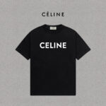 P70 Celine/赛琳 印花Logo百搭潮流纯棉短袖T恤男女同款 吊牌 领标 水洗唛 三标齐全 定织定染280克精梳棉面料 尺码：S-XXL 颜色：黑色，白色