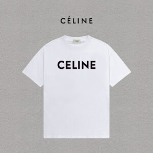 P70 Celine/赛琳 印花Logo百搭潮流纯棉短袖T恤男女同款 吊牌 领标 水洗唛 三标齐全 定织定染280克精梳棉面料 尺码：S-XXL 颜色：黑色，白色