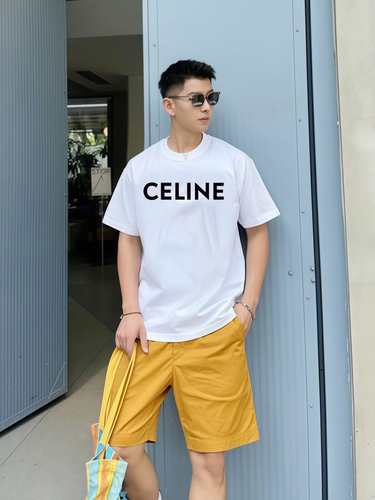 P70 Celine/赛琳 印花Logo百搭潮流纯棉短袖T恤男女同款 吊牌 领标 水洗唛 三标齐全 定织定染280克精梳棉面料 尺码：S-XXL 颜色：黑色，白色