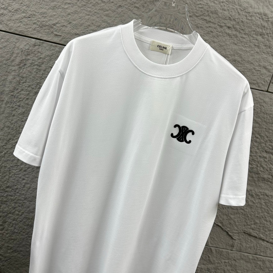 P75 Celi* 塞琳 塞林 2026春夏款 简约字母立体刺绣工艺个性logo 定制双纱平纹纯棉面料 短袖T恤 男女同款 颜色：黑色 白色 花灰色 尺码： S （90-130斤） M （120-150斤） L （140-165斤） XL （160-180斤） XXL （180-210斤）
