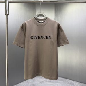 P75 GIVENC* 纪梵希* 2026春夏新款短袖T恤 定制纯棉字母logo植绒 颜色：黑色 白色 深红 棕色 码数：S M L XL XXL