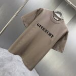 P75 GIVENC* 纪梵希* 2026春夏新款短袖T恤 定制纯棉字母logo植绒 颜色：黑色 白色 深红 棕色 码数：S M L XL XXL