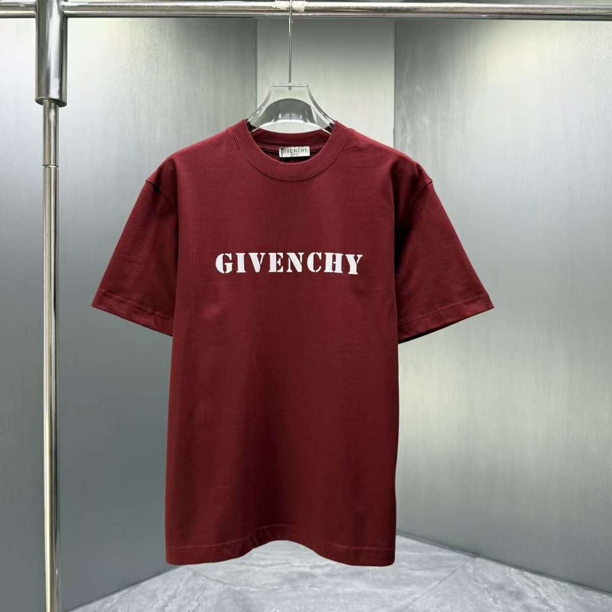 P75 GIVENC* 纪梵希* 2026春夏新款短袖T恤 定制纯棉字母logo植绒 颜色：黑色 白色 深红 棕色 码数：S M L XL XXL