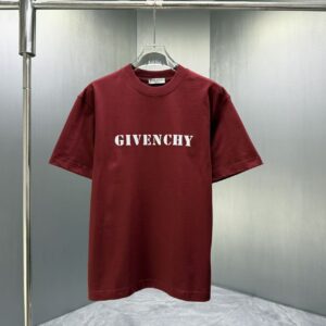 P75 GIVENC* 纪梵希* 2026春夏新款短袖T恤 定制纯棉字母logo植绒 颜色：黑色 白色 深红 棕色 码数：S M L XL XXL