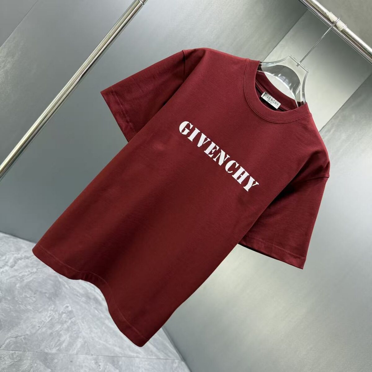P75 GIVENC* 纪梵希* 2026春夏新款短袖T恤 定制纯棉字母logo植绒 颜色：黑色 白色 深红 棕色 码数：S M L XL XXL