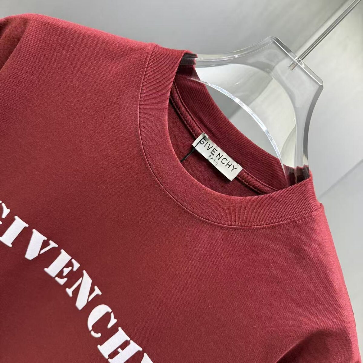 P75 GIVENC* 纪梵希* 2026春夏新款短袖T恤 定制纯棉字母logo植绒 颜色：黑色 白色 深红 棕色 码数：S M L XL XXL