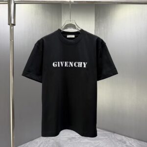P75 GIVENC* 纪梵希* 2026春夏新款短袖T恤 定制纯棉字母logo植绒 颜色：黑色 白色 深红 棕色 码数：S M L XL XXL